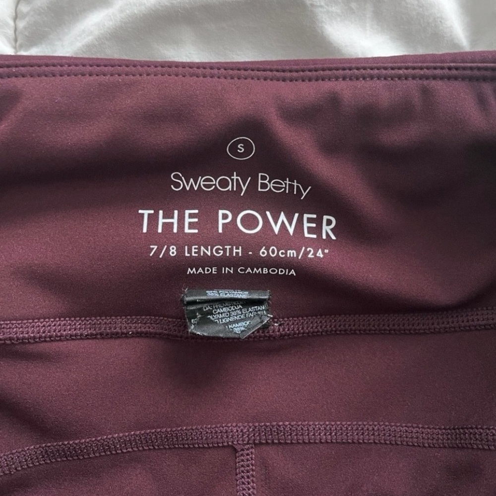 Sweaty Betty Power 7/8 Leggings Burgundy Purple Training Small - Picture 6 of 14
